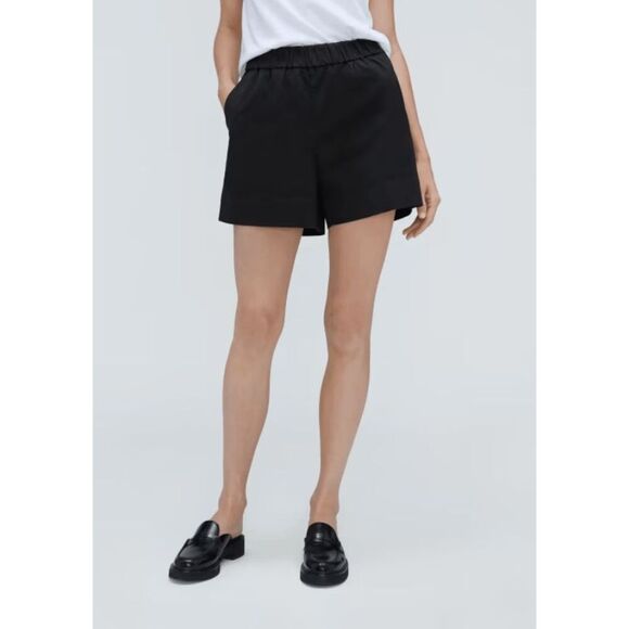 NWT Everlane Womens Black Organic Cotton Elastic Waist Pull-on Easy Short Small - Picture 2 of 9